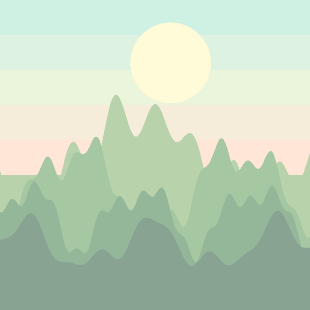 The same landscape scene rendered in the Pastel art style